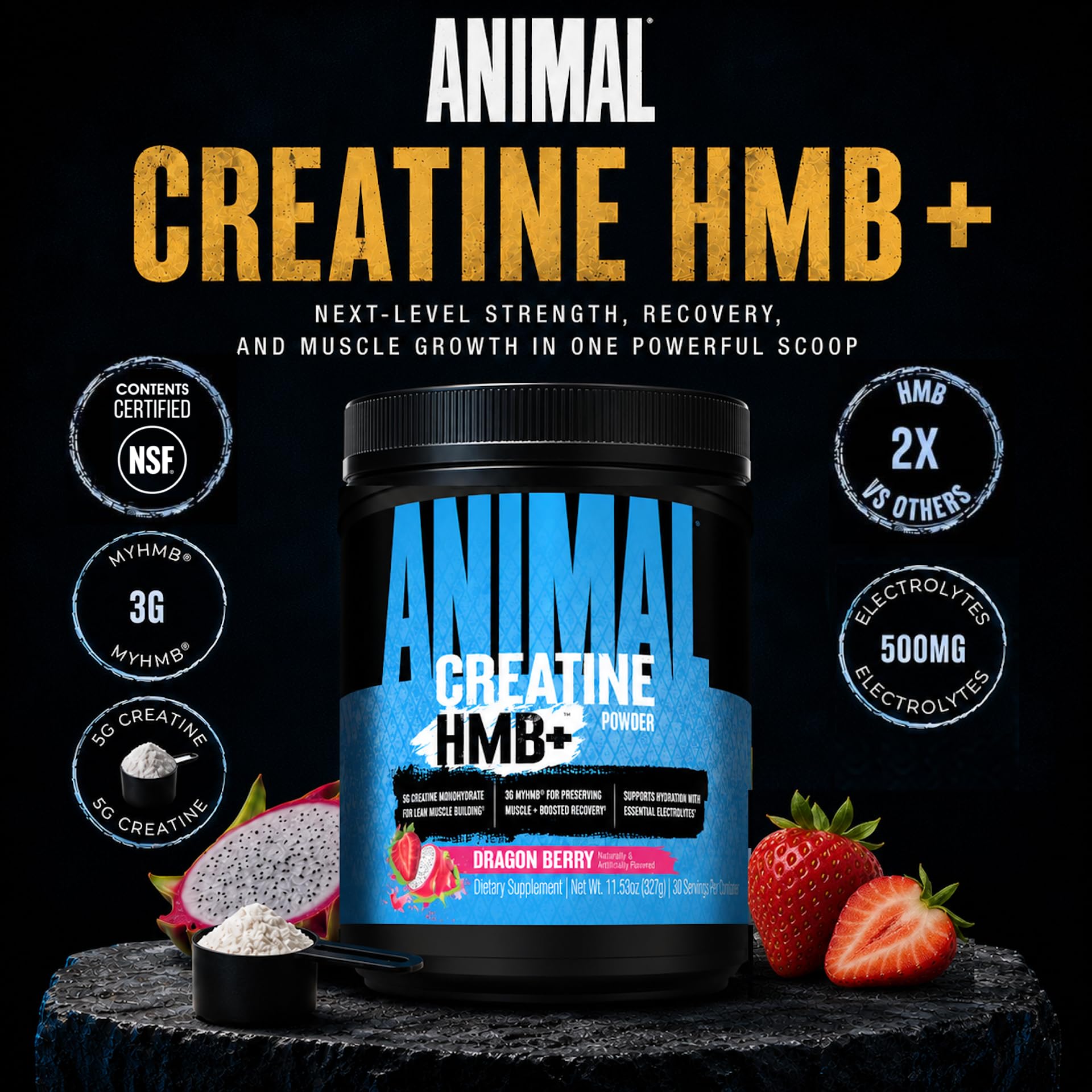 Animal Creatine HMB textura fina del polvo, mezcla sin grumos para disolución rápida
