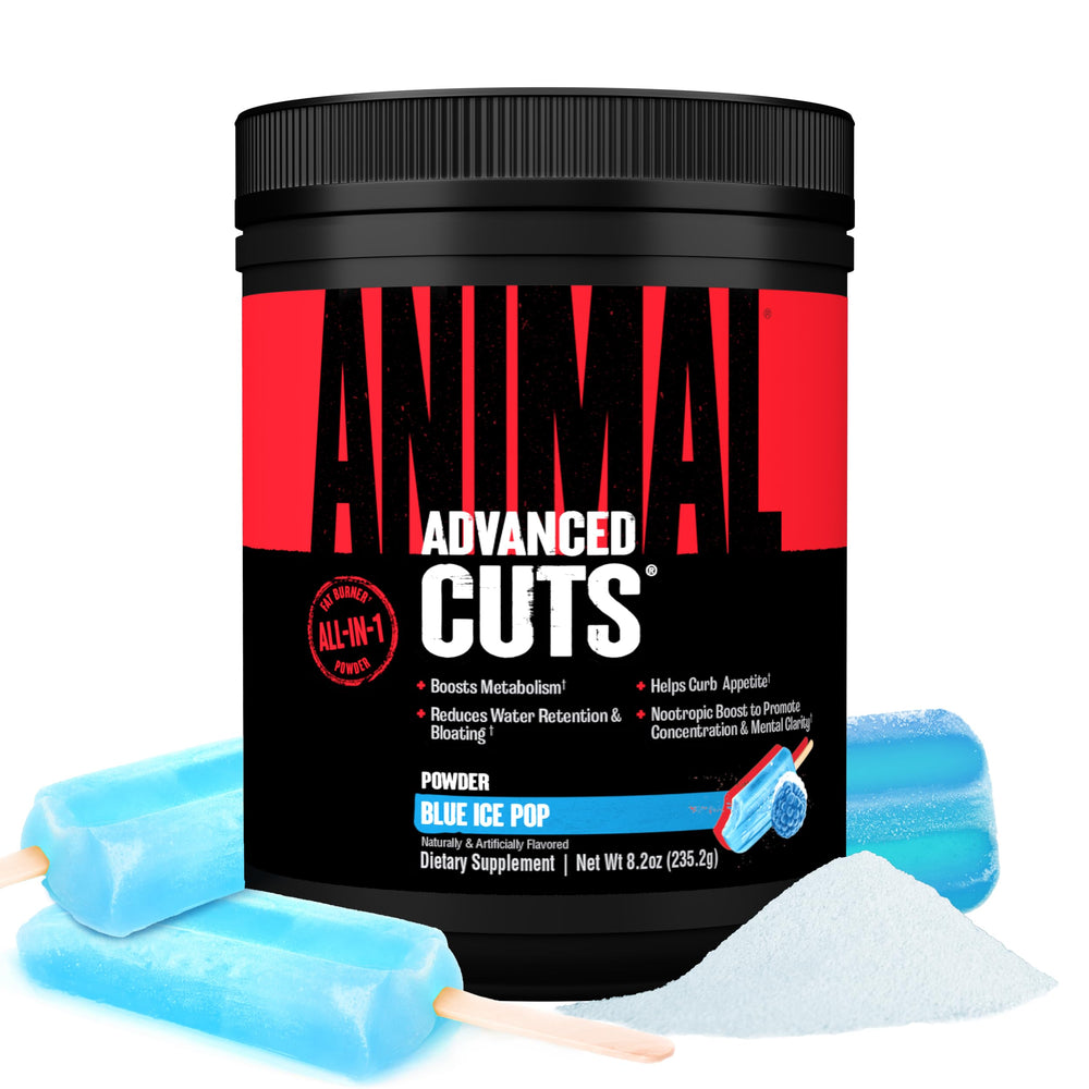 Animal Cuts frente del envase Blue Ice Pop mostrando marca y beneficio energético