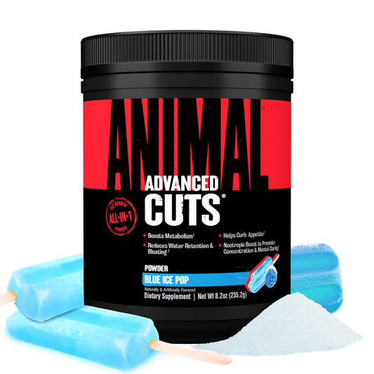 Animal Cuts frente del envase Blue Ice Pop mostrando marca y beneficio energético