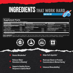Animal Cuts etiqueta con lista de ingredientes clave para quema de grasa