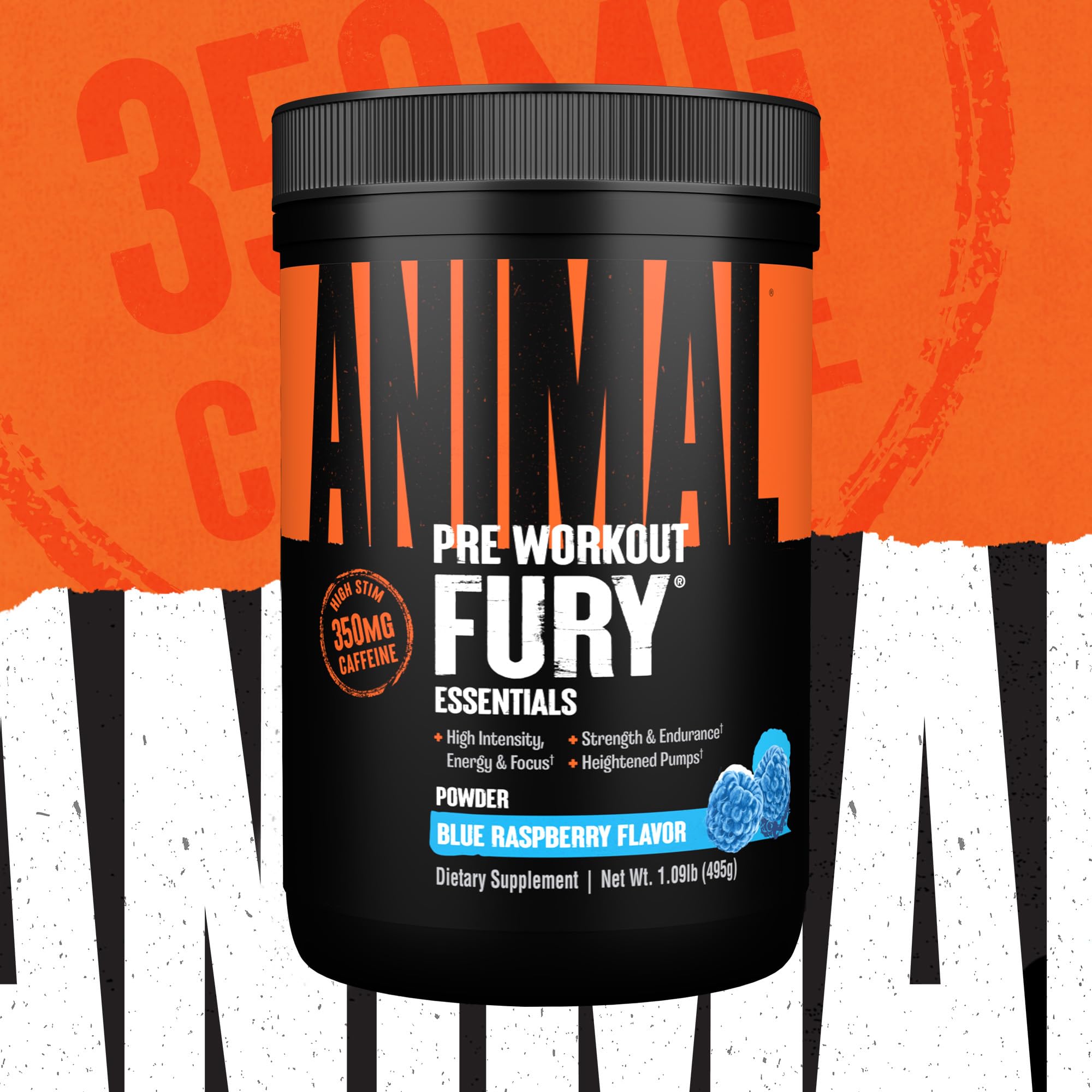 Animal Fury cuchara medidora junto a envase muestra dosis por porción