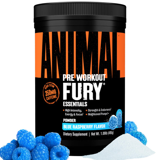 Animal Fury frente del empaque mostrando sabor y beneficios energéticos