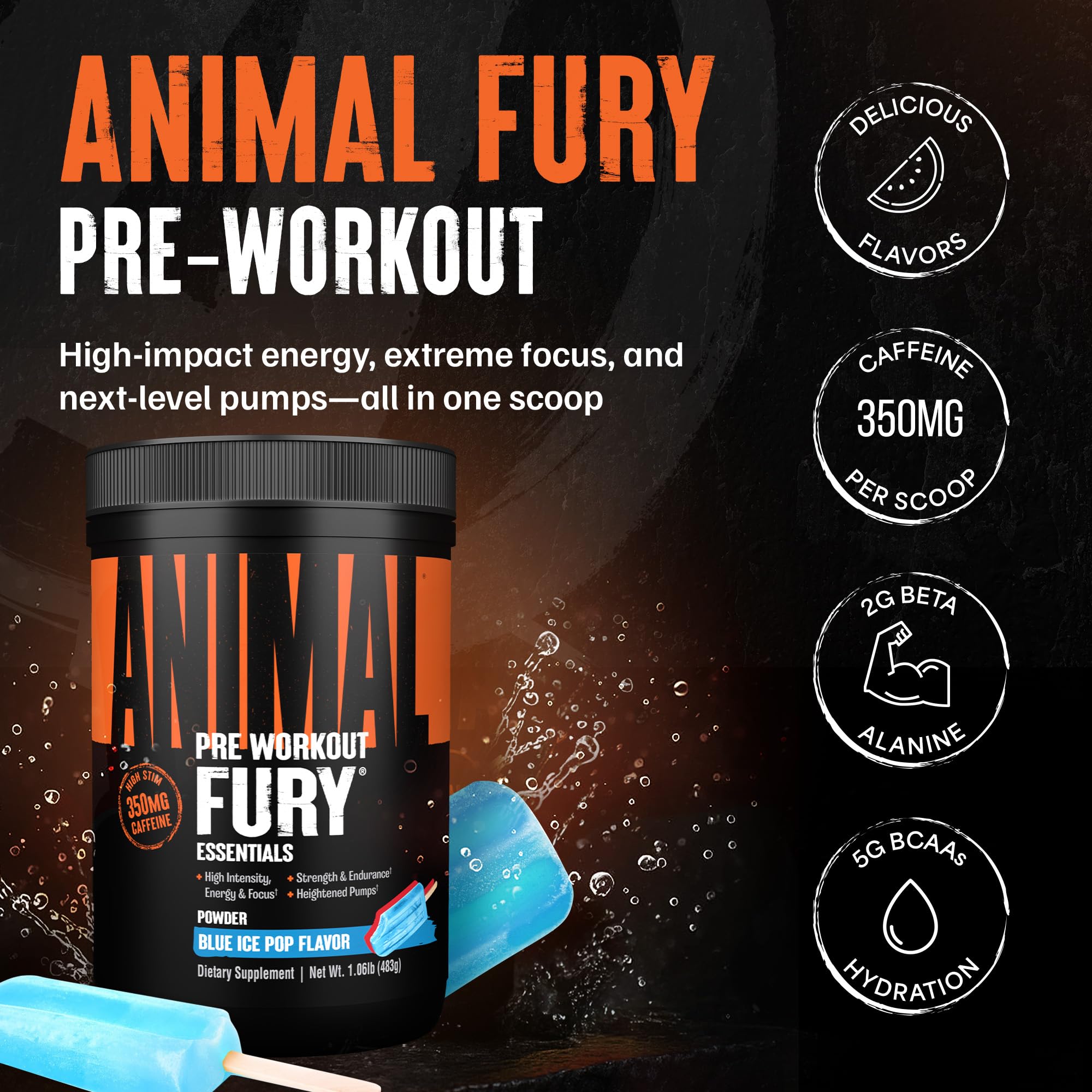 Animal Fury polvo textura fina que facilita mezcla rápida y sin grumos