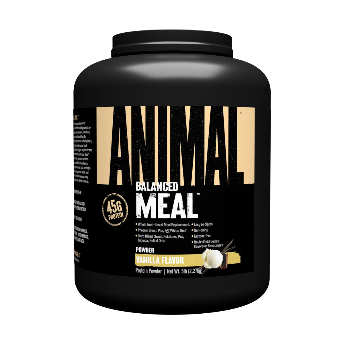 Animal envase frontal 5 lb mostrando etiqueta y beneficios