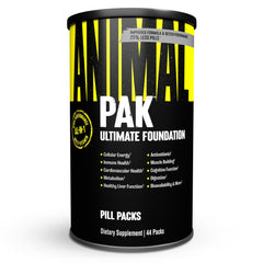 Animal Pak frontal del paquete mostrando conveniencia y dosis diaria