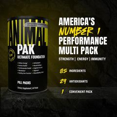 Animal Pak sobre individual abierto detalle que facilita llevar al gimnasio