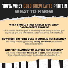 Animal etiqueta nutricional detallada mostrando 20 g proteína y 120 mg cafeína
