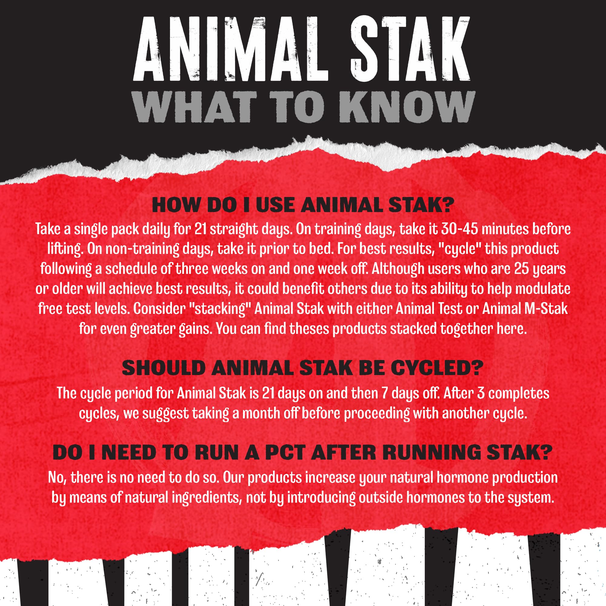 Animal Stak etiqueta con lista de ingredientes y garantía de calidad Animal