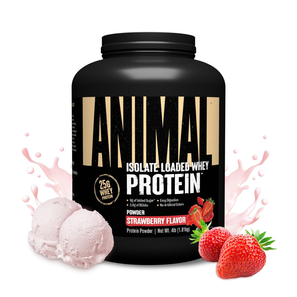 Animal Whey presentación frontal en bote, diseño claro y confianza