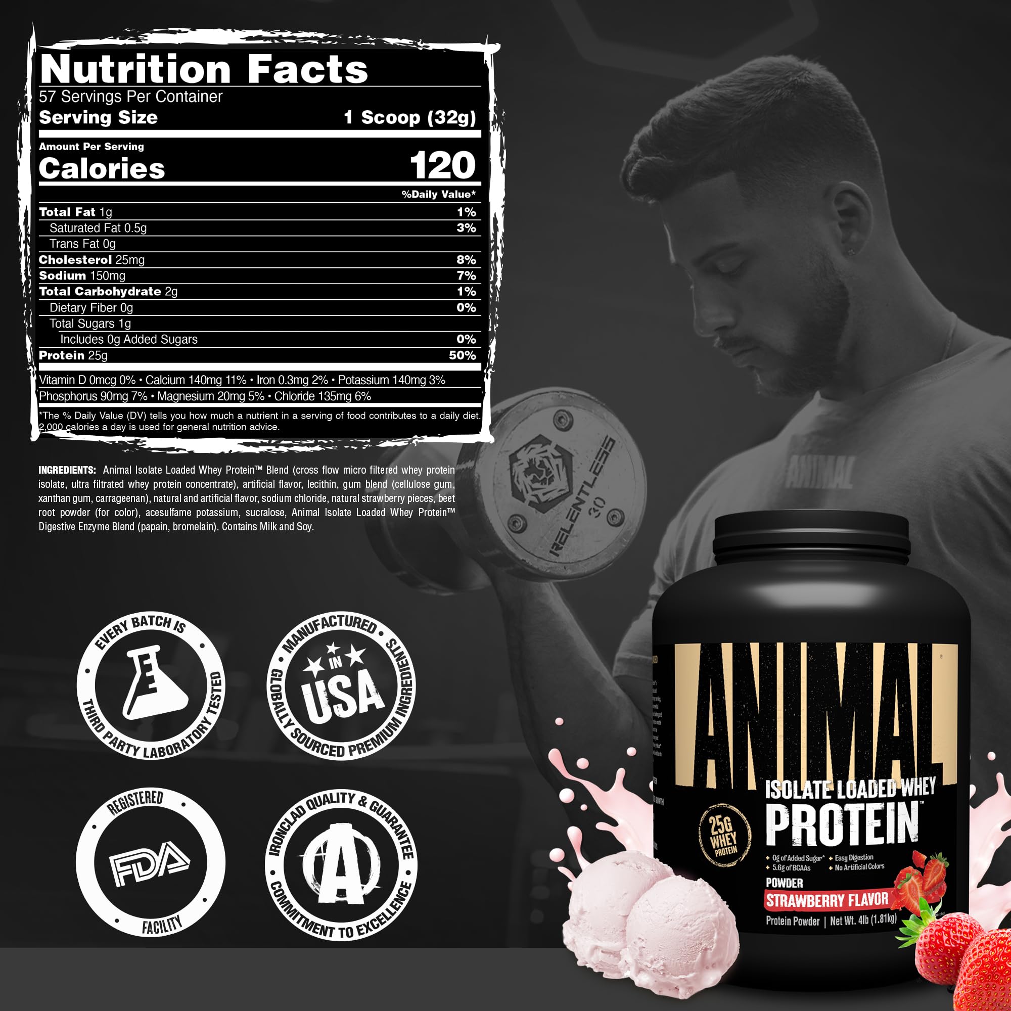 Animal Whey en escena de entrenamiento, complemento para recuperación muscular