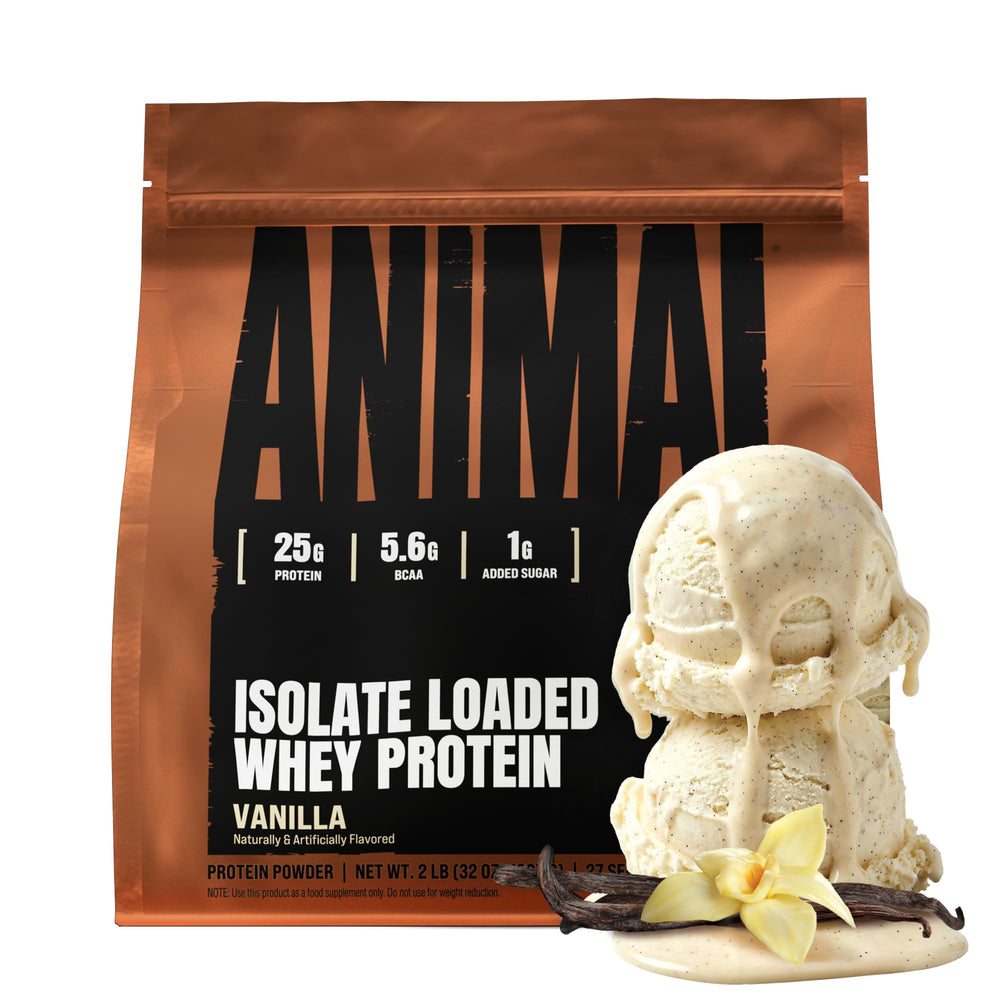 Animal Whey frente del envase mostrando diseño y tamaño, conveniencia visual