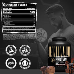 Animal Whey Isolate batido cremoso servido con topping, ejemplo de uso sabroso antes o después del ejercicio