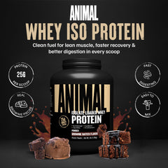 Animal Whey Isolate detalle del polvo en cuchara mostrando textura fina que facilita la mezcla y disolución
