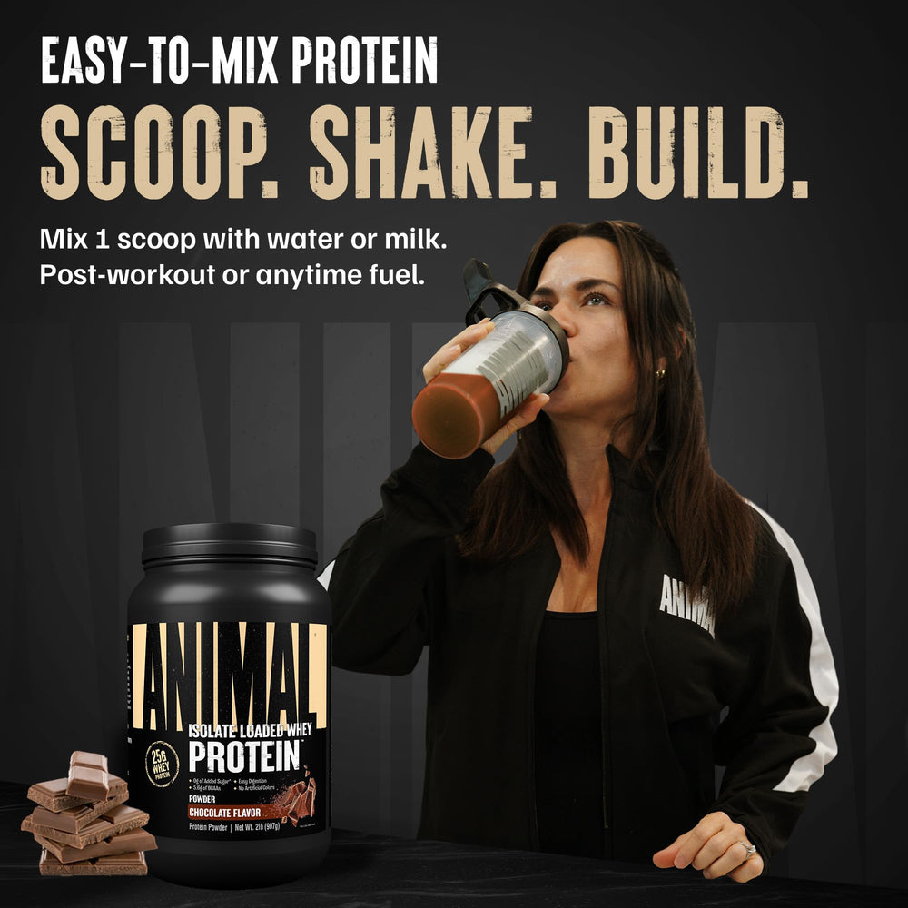 Animal Whey Isolate batido en shaker listo para consumo tras entreno