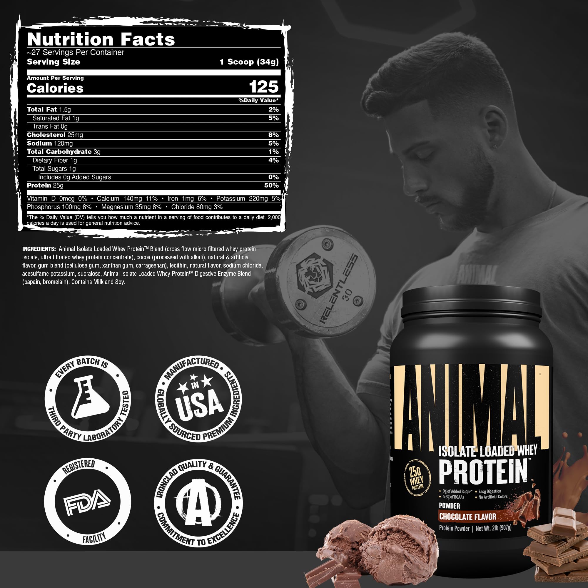 Animal Whey Isolate en gimnasio post entreno apoyando recuperación