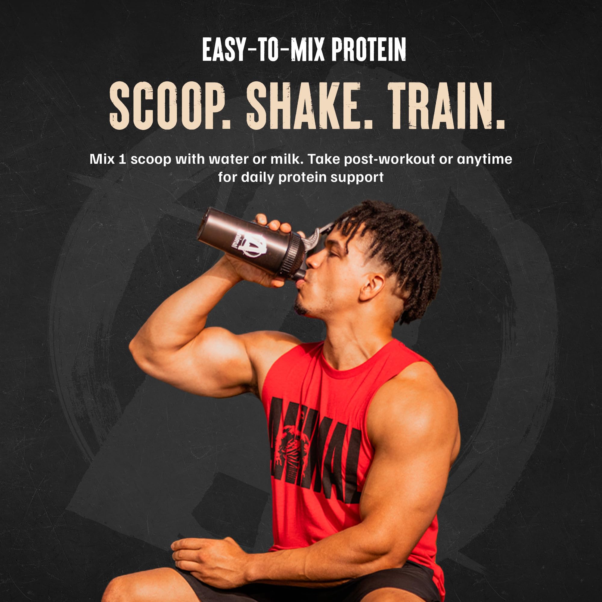 Animal cucharada servida mostrando tamaño de ración y 20 g de proteína