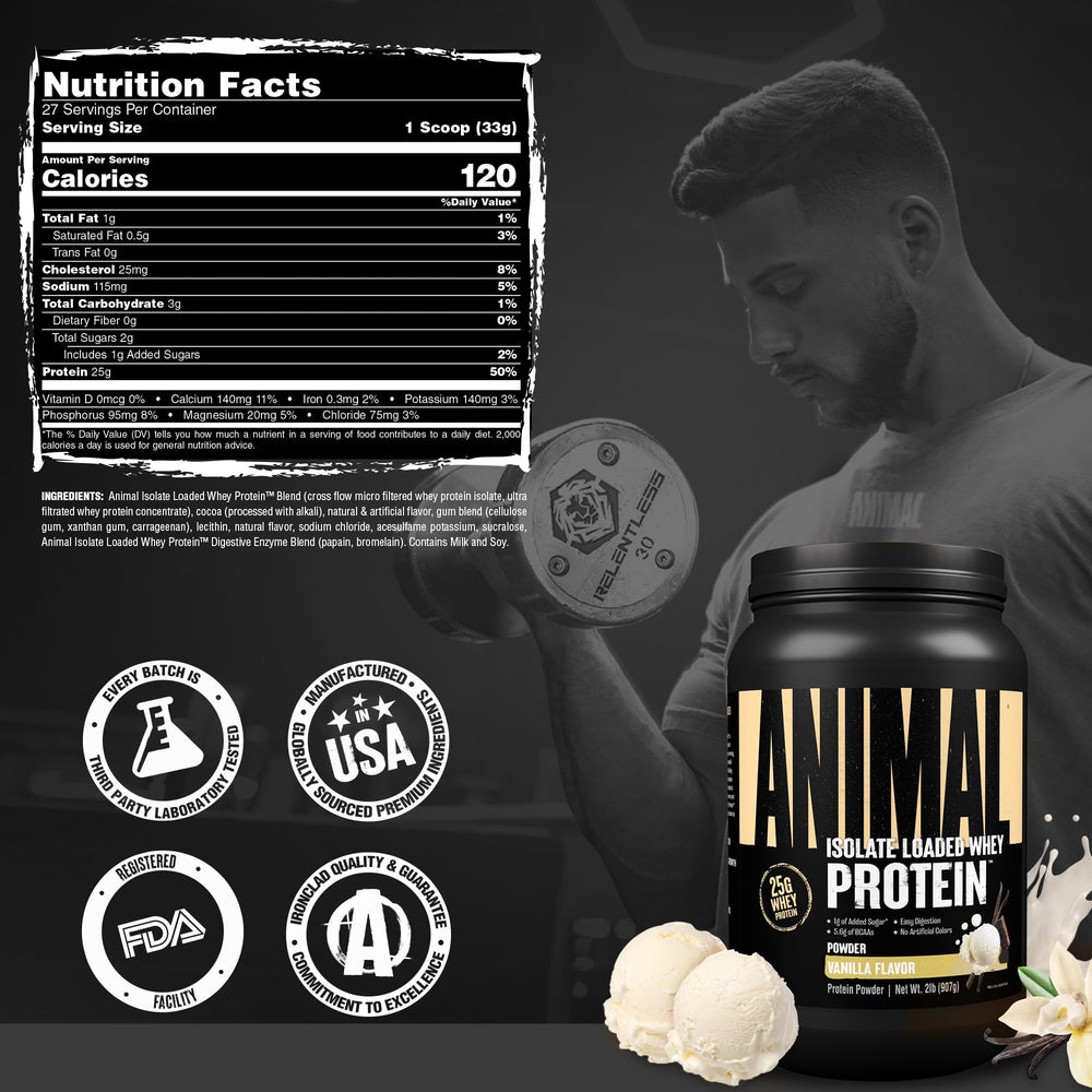Animal Whey uso en gimnasio junto a toalla y pesa, práctico para rutina post-entreno