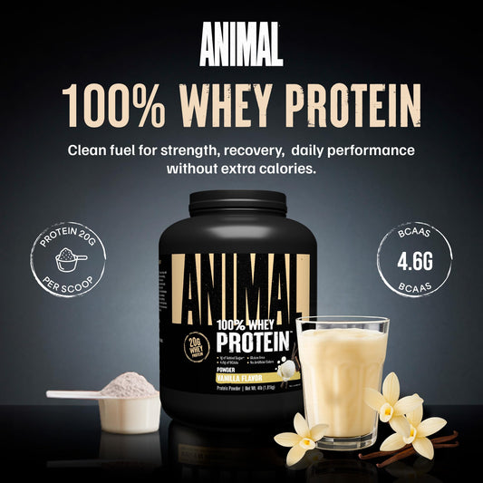 Animal batido cremoso en vaso listo para beber tras entrenamiento