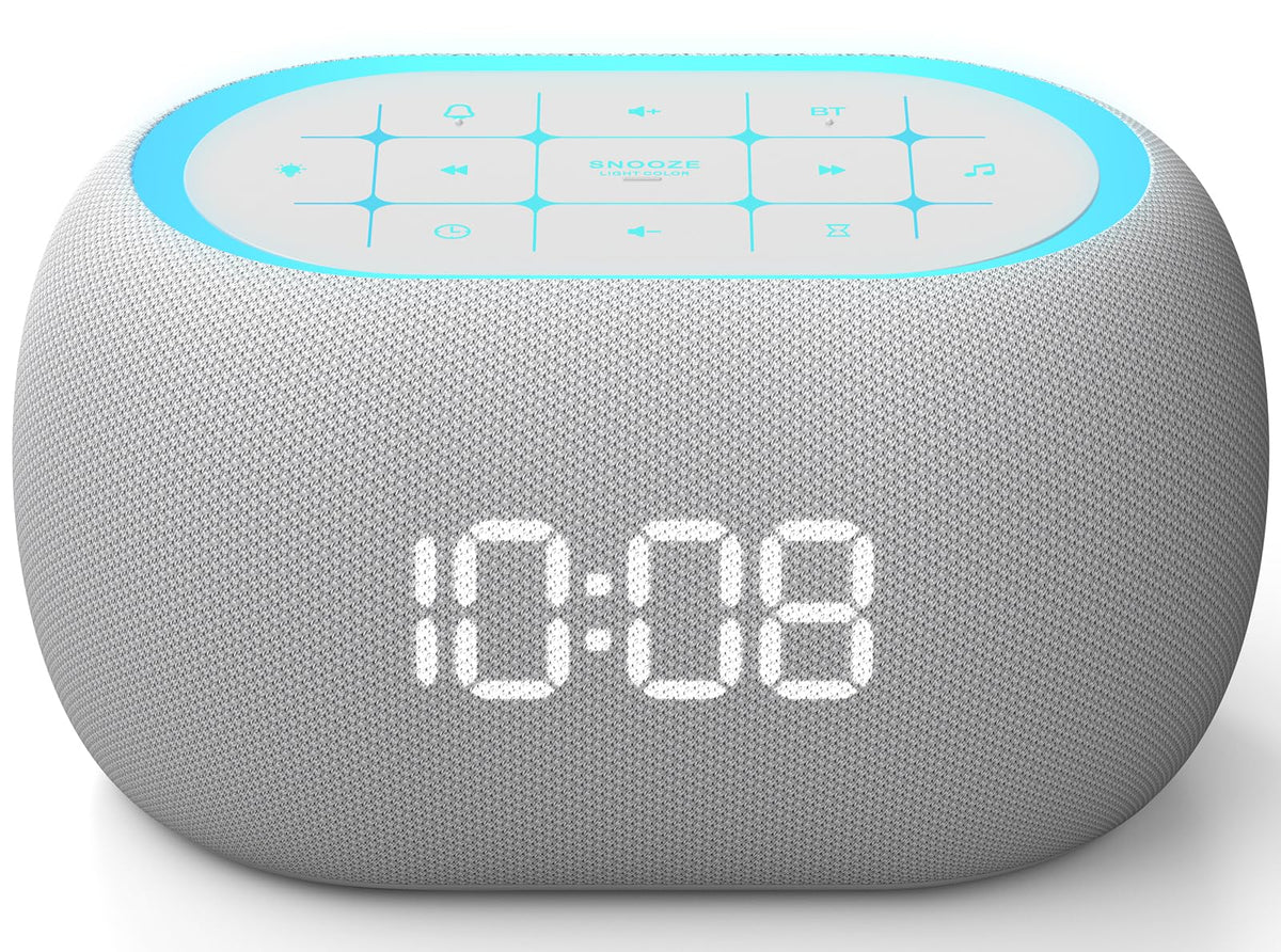 ANJANK vista frontal del reloj y altavoz, control fácil y diseño compacto