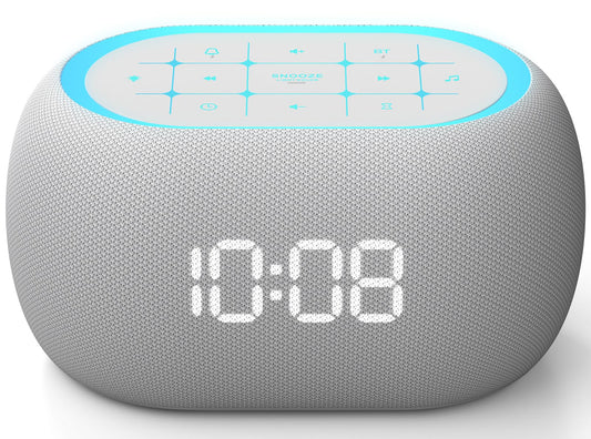 ANJANK vista frontal del reloj y altavoz, control fácil y diseño compacto