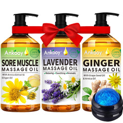 ANKOOY frontal del kit de aceites mostrando embalaje y beneficios aromáticos