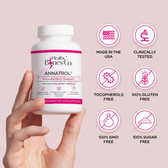 Healthy Bones Co. Annatrol etiqueta con ingredientes y 300 mg anunciados claramente