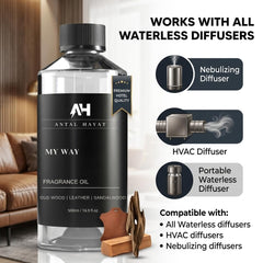 Botella de 500 mL ANTAL HAYAT My Way junto a mano para referencia de tamaño