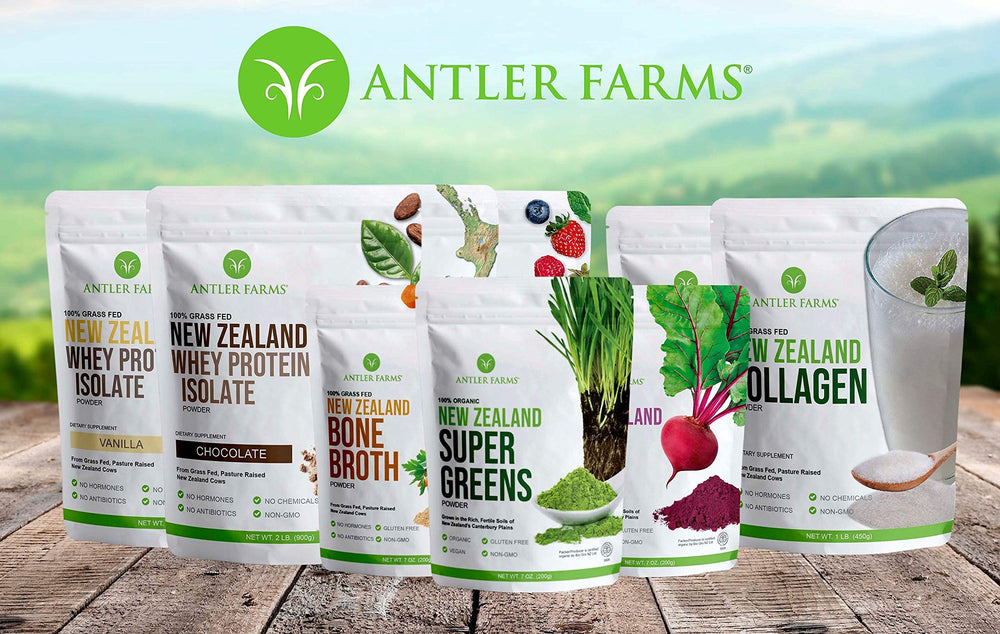 Antler Farms escena vida activa con batido, beneficio de recuperación rápida