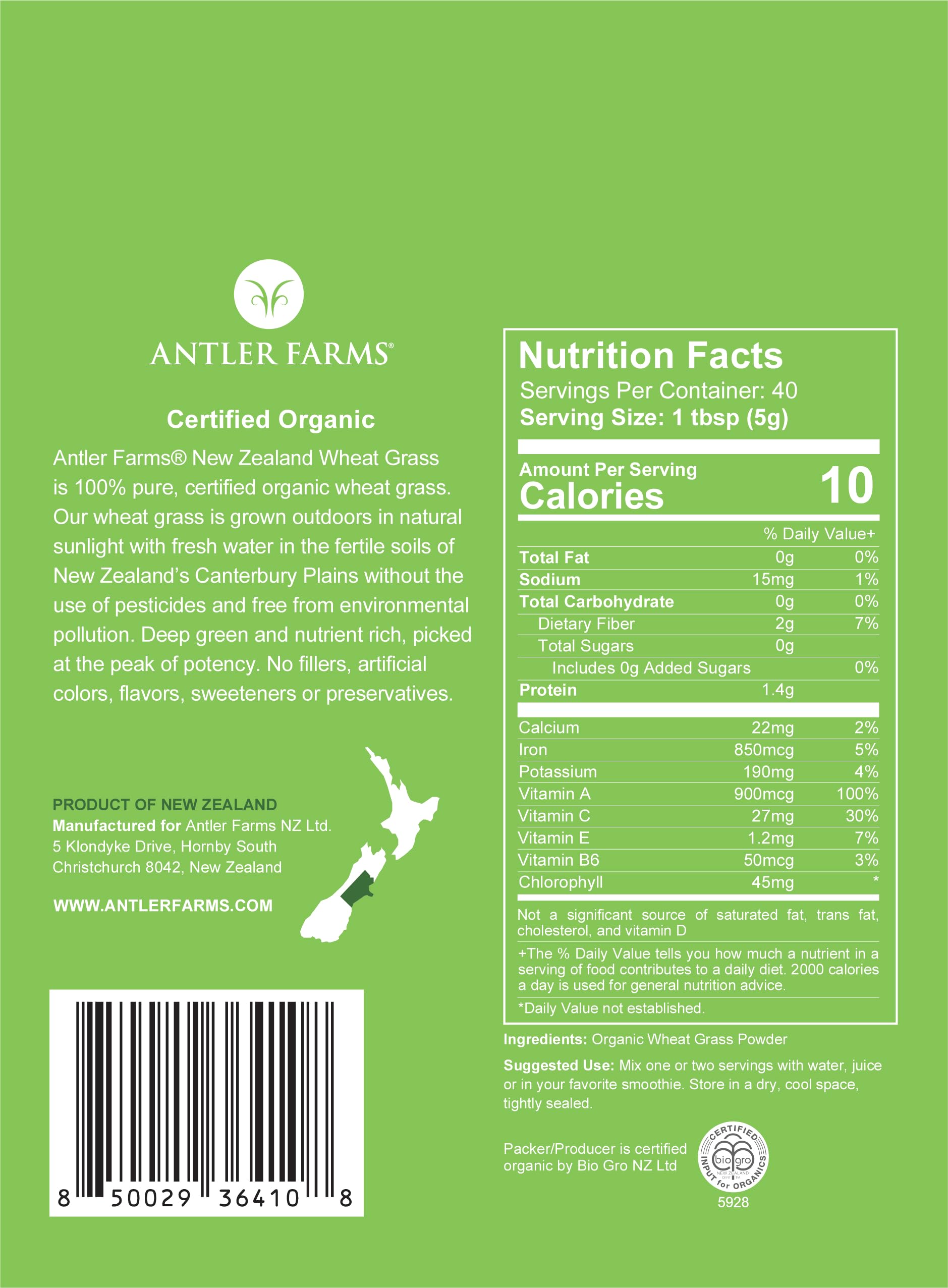 Antler Farms textura del polvo verde fina y fácil de disolver con nutrientes