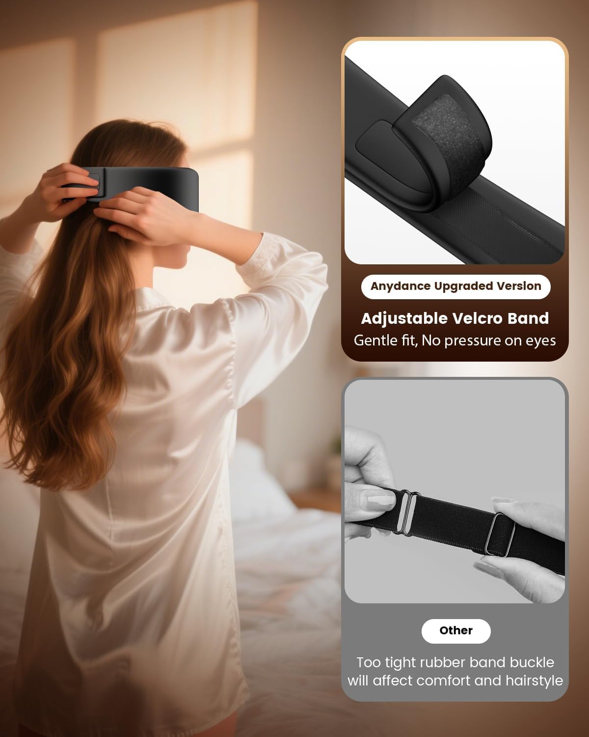 Anydance cierre Velcro ajustable protege el cabello y asegura contacto óptimo