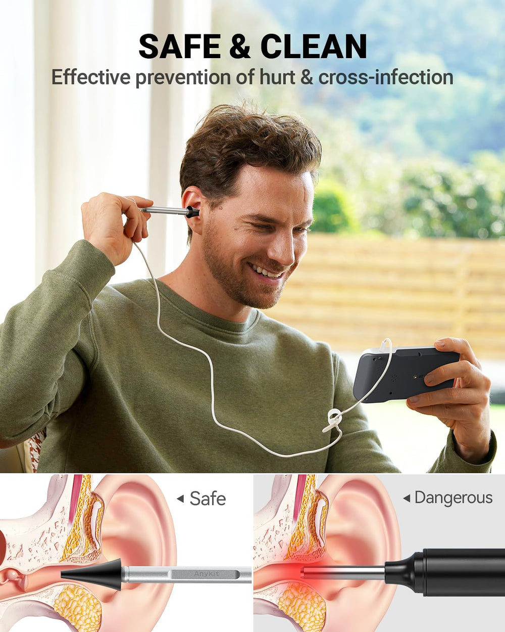 Anykit cucharilla de silicona suave, diseñada para extracción segura de cera