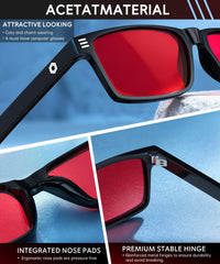 ANYLUV gafas en uso mientras se lee antes de dormir para relajación