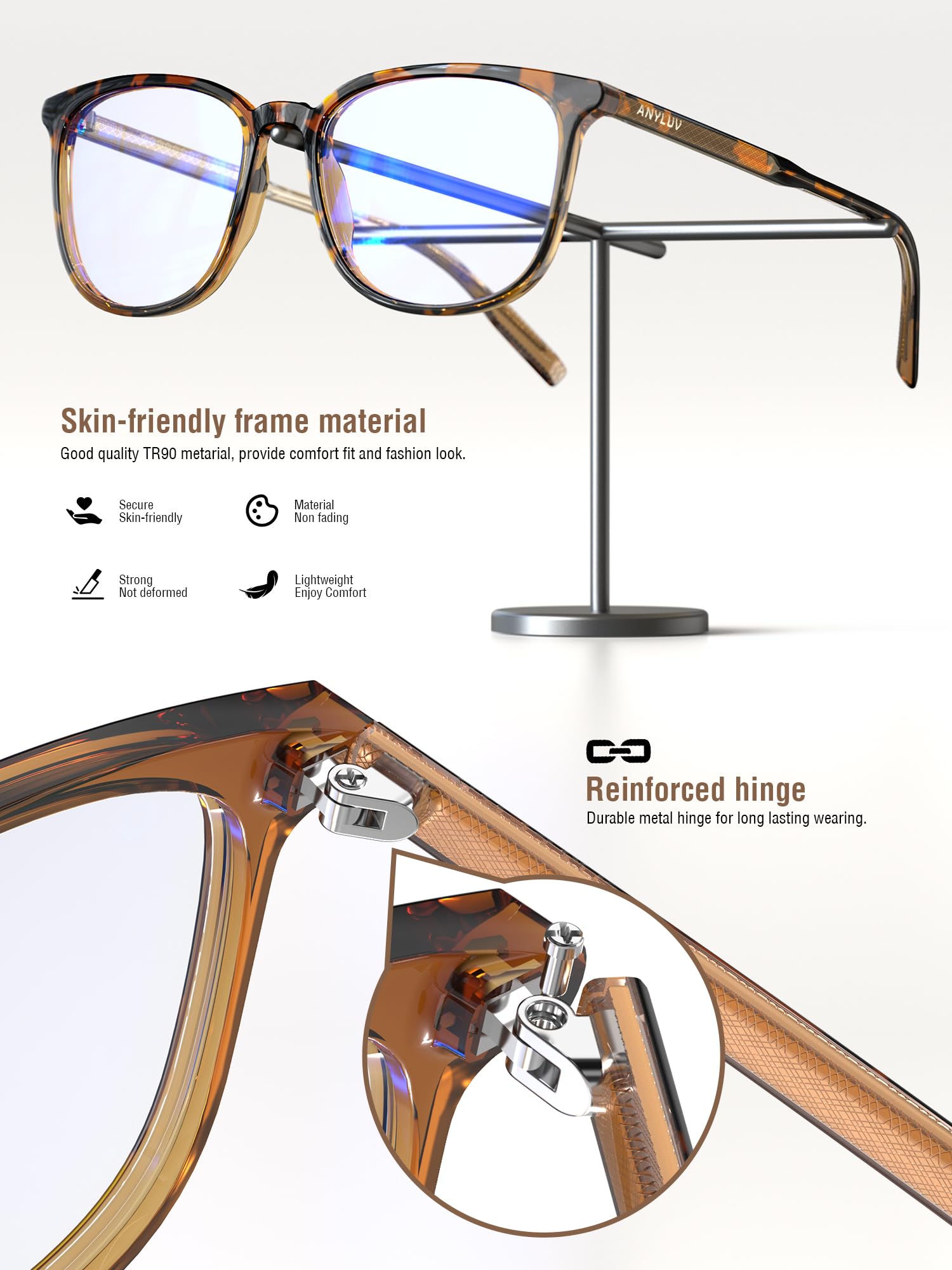 ANYLUV bisagras elásticas detalle durabilidad y flexibilidad