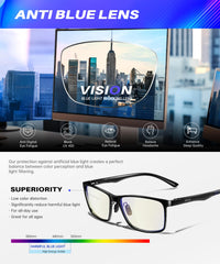 ANYLUV gafas en uso por gamer, reducción de cansancio visual durante partidas
