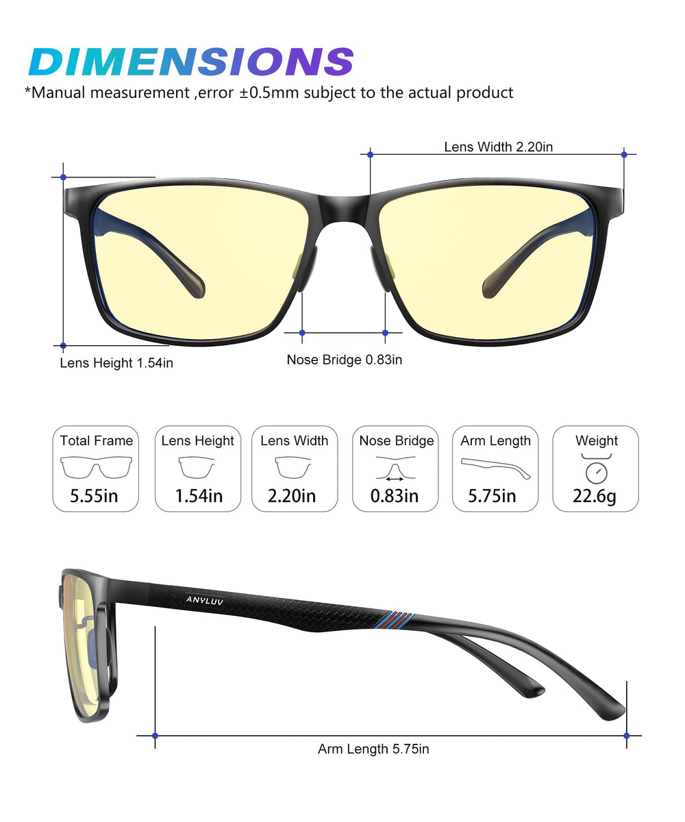 ANYLUV gafas en uso frente a ordenador reduciendo fatiga