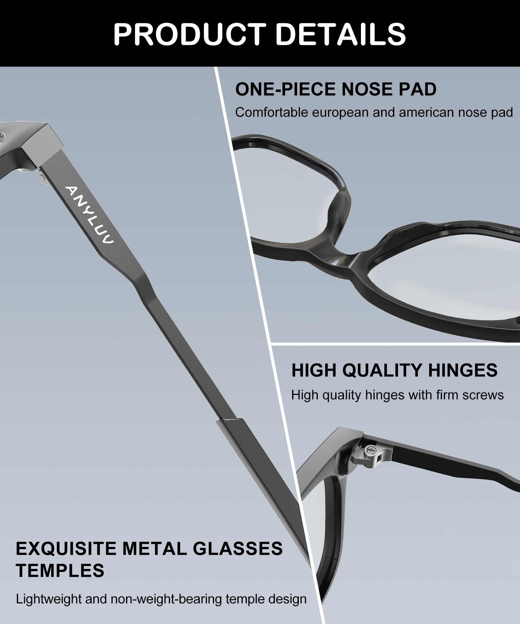 ANYLUV gafas en uso frente a ordenador para reducir fatiga visual