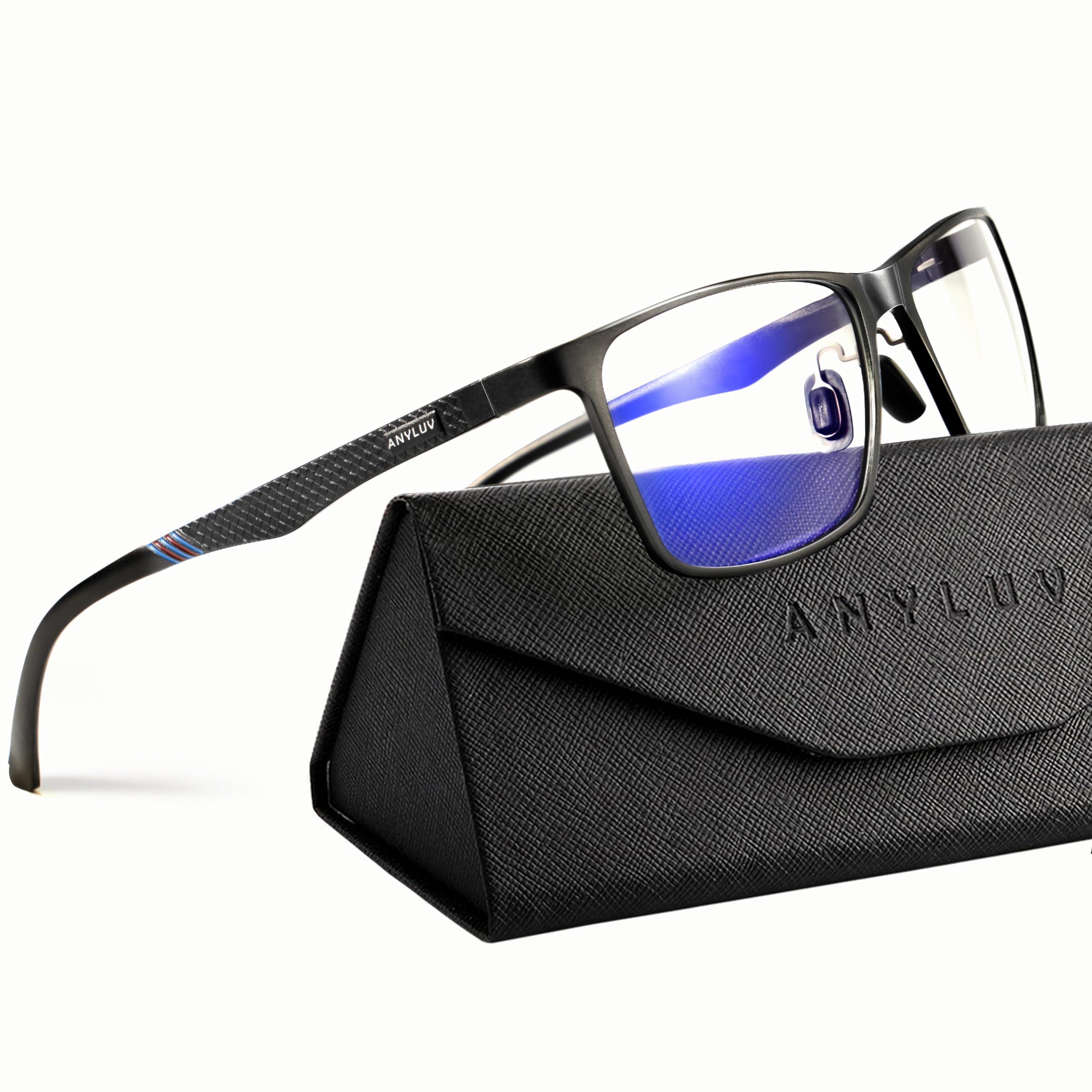 ANYLUV montura frontal negra mostrando diseño cuadrado y aspecto profesional