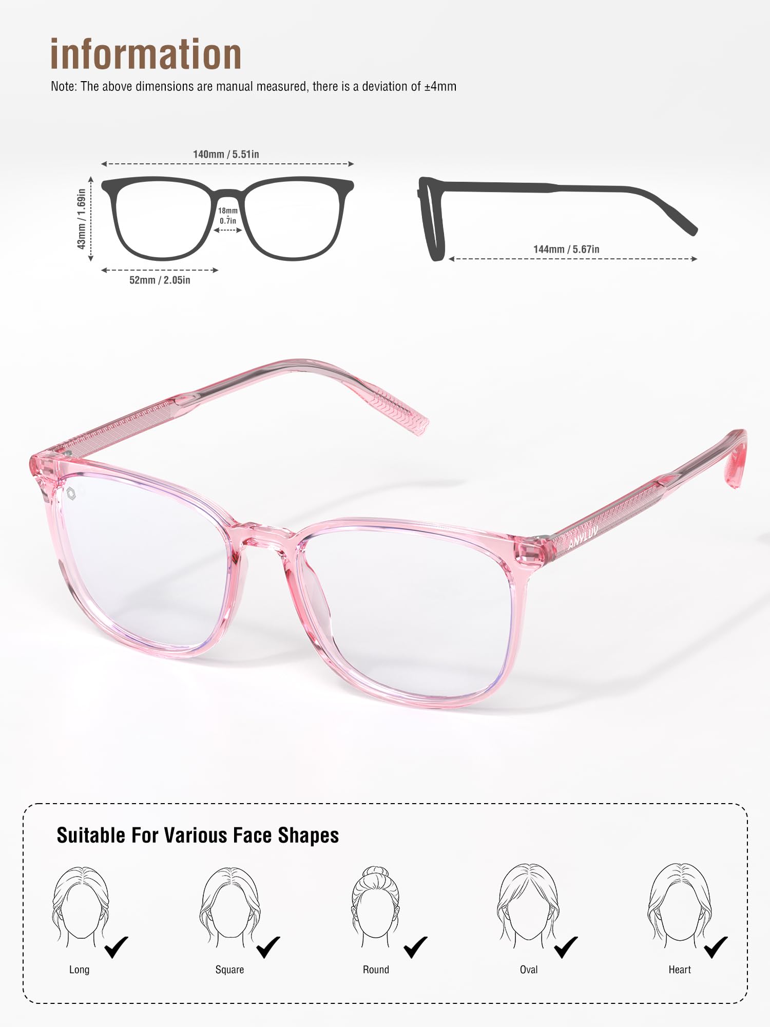 ANYLUV persona usando gafas en vida diaria para menos fatiga