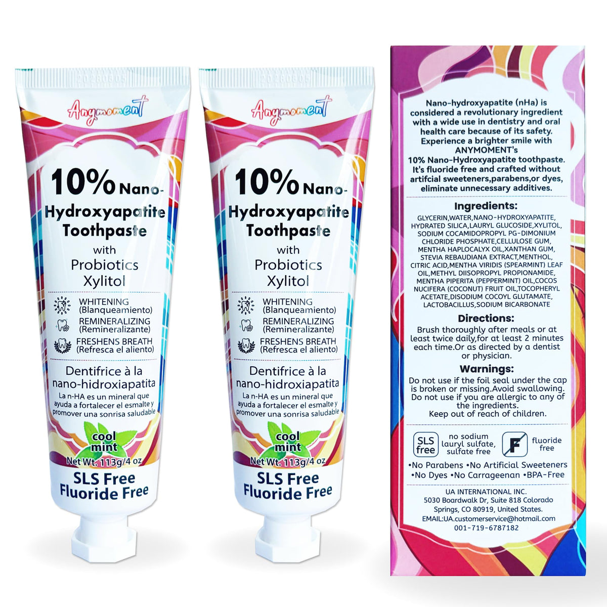 Anymoment frente del envase mostrando pack doble y beneficio de protección del esmalte