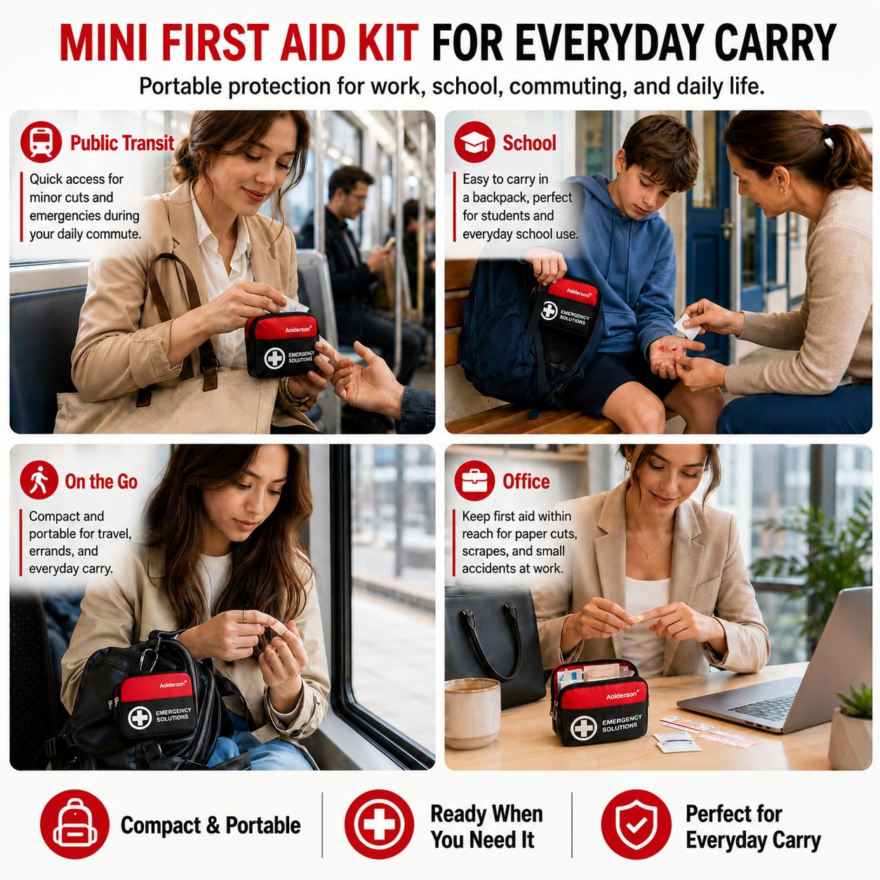 Aoldersson mini kit desmontable listo para bolsillo o mochila portátil