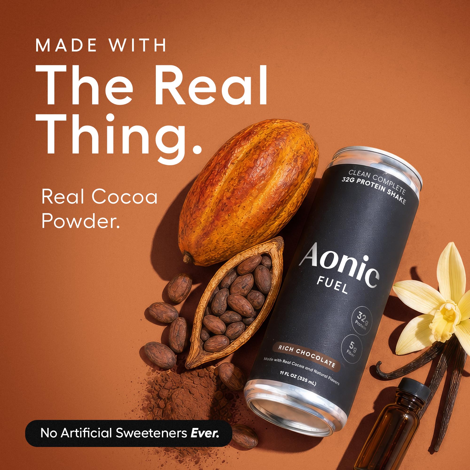 AONIC vertido en vaso mostrando textura cremosa y disfrute sabor