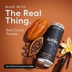AONIC vertido en vaso mostrando textura cremosa y disfrute sabor