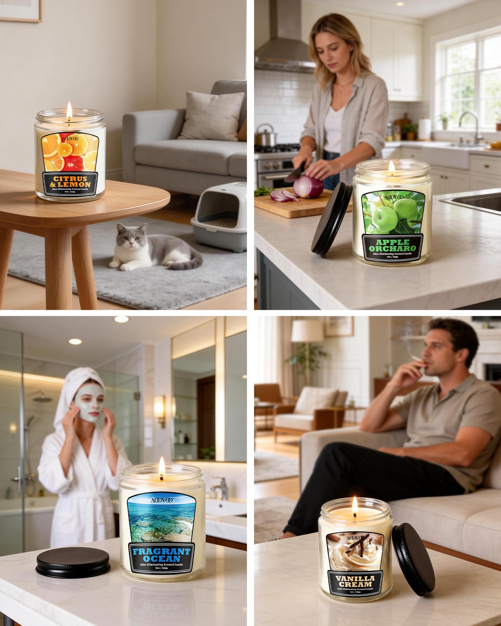 AOOVOO vela en ambiente acogedor que aporta fragancia y sensación fresca