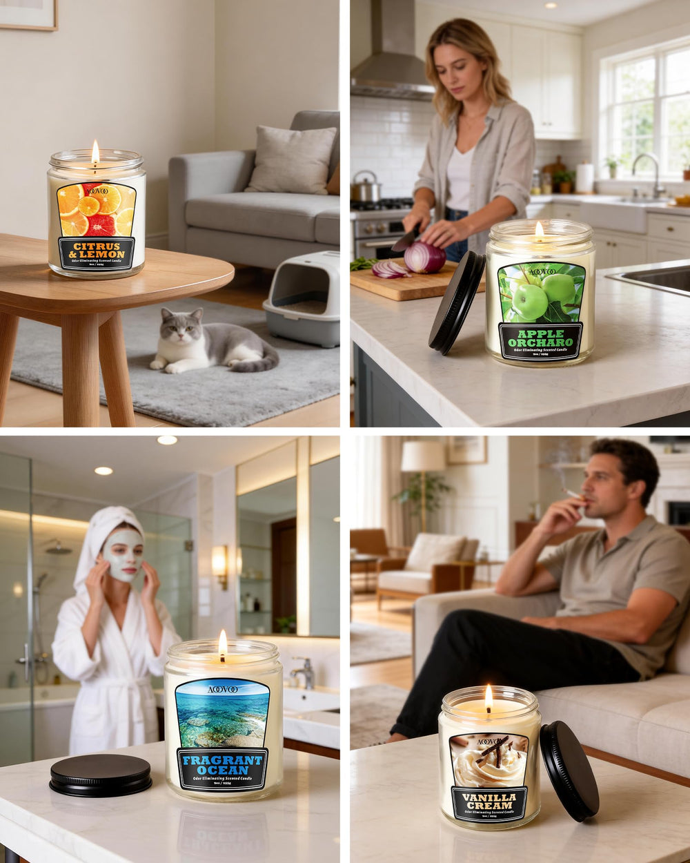 AOOVOO vela en ambiente acogedor que aporta fragancia y sensación fresca