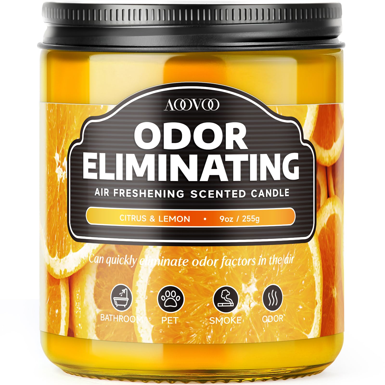 AOOVOO frontal del envase mostrando diseño y aroma cítrico, frescura inmediata