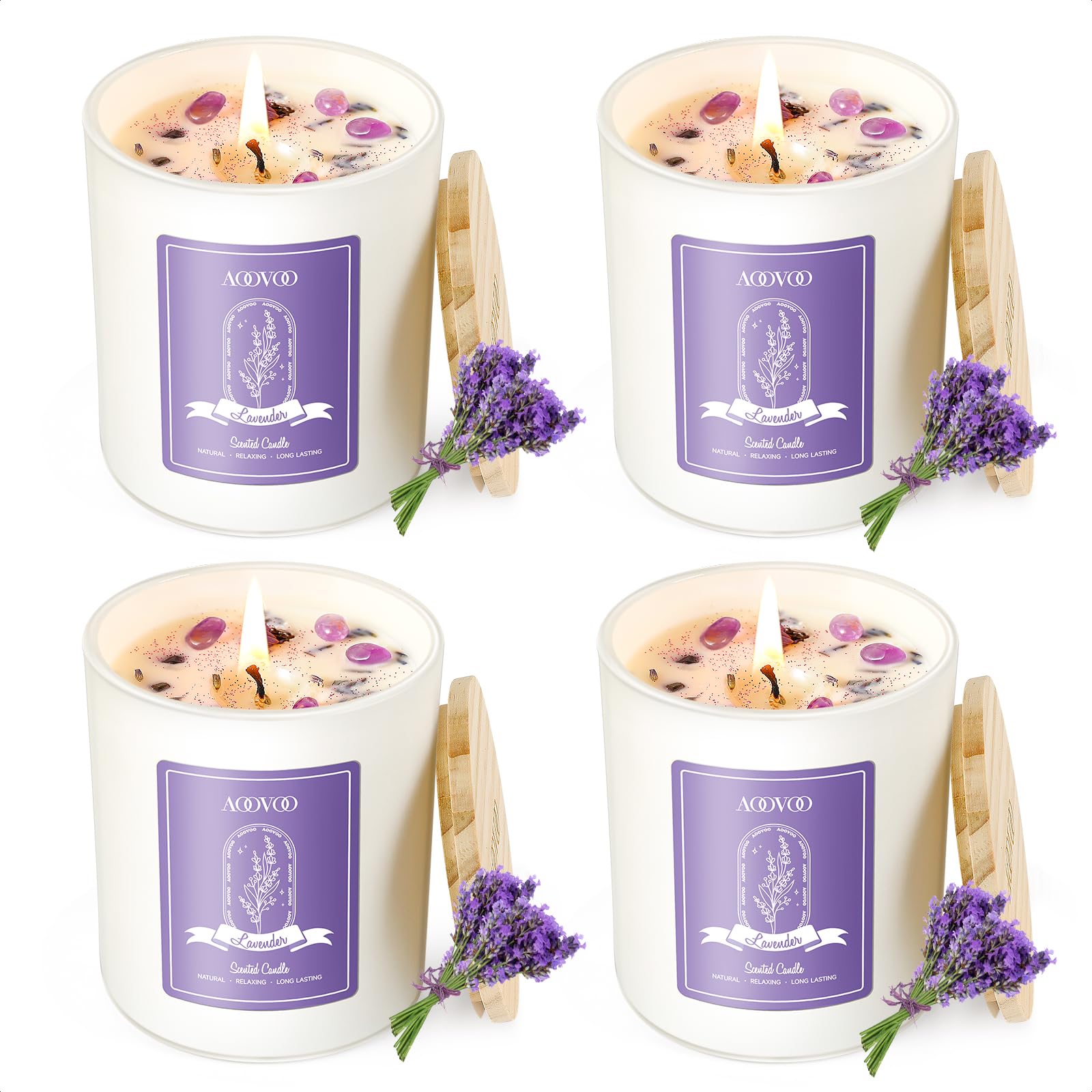 AOOVOO vista frontal del set de cuatro velas mostrando diseño elegante y regalo