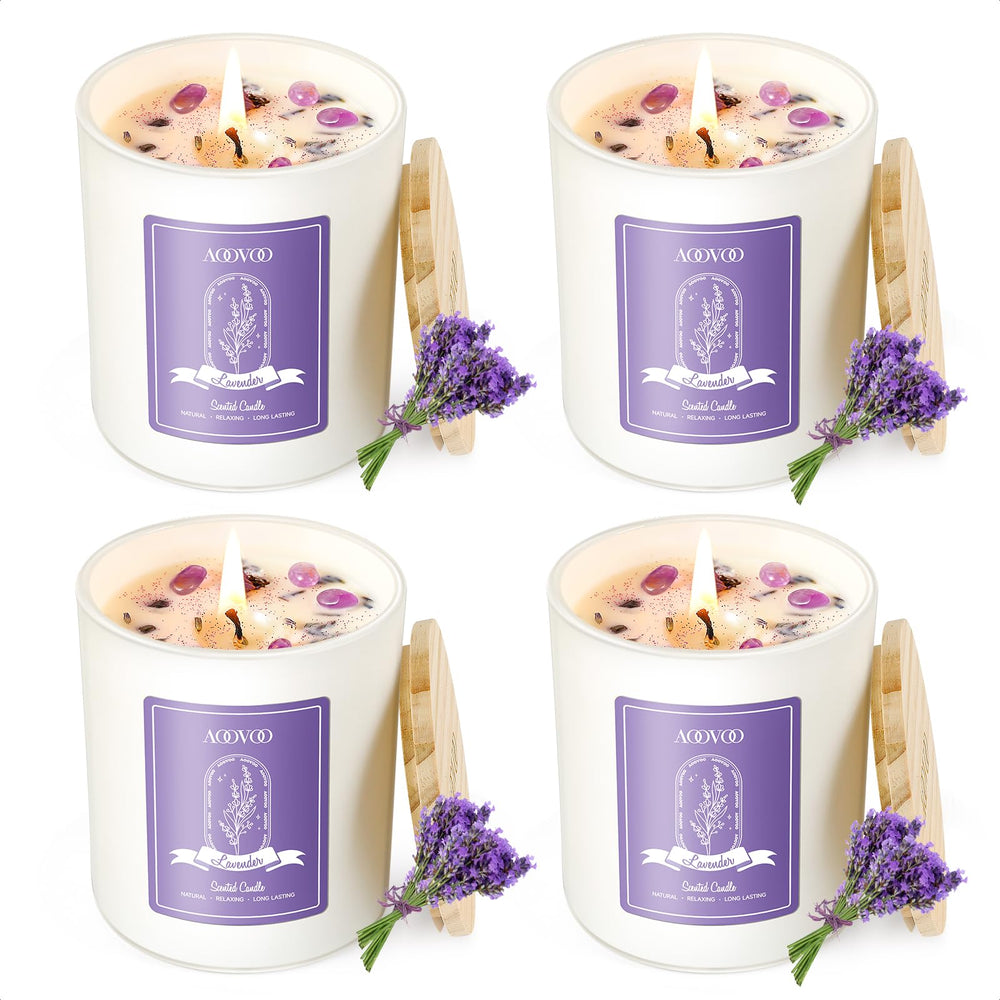 AOOVOO vista frontal del set de cuatro velas mostrando diseño elegante y regalo