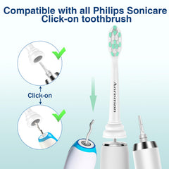 Vista lateral de la conexión click-on Aoremon que asegura encaje con Sonicare