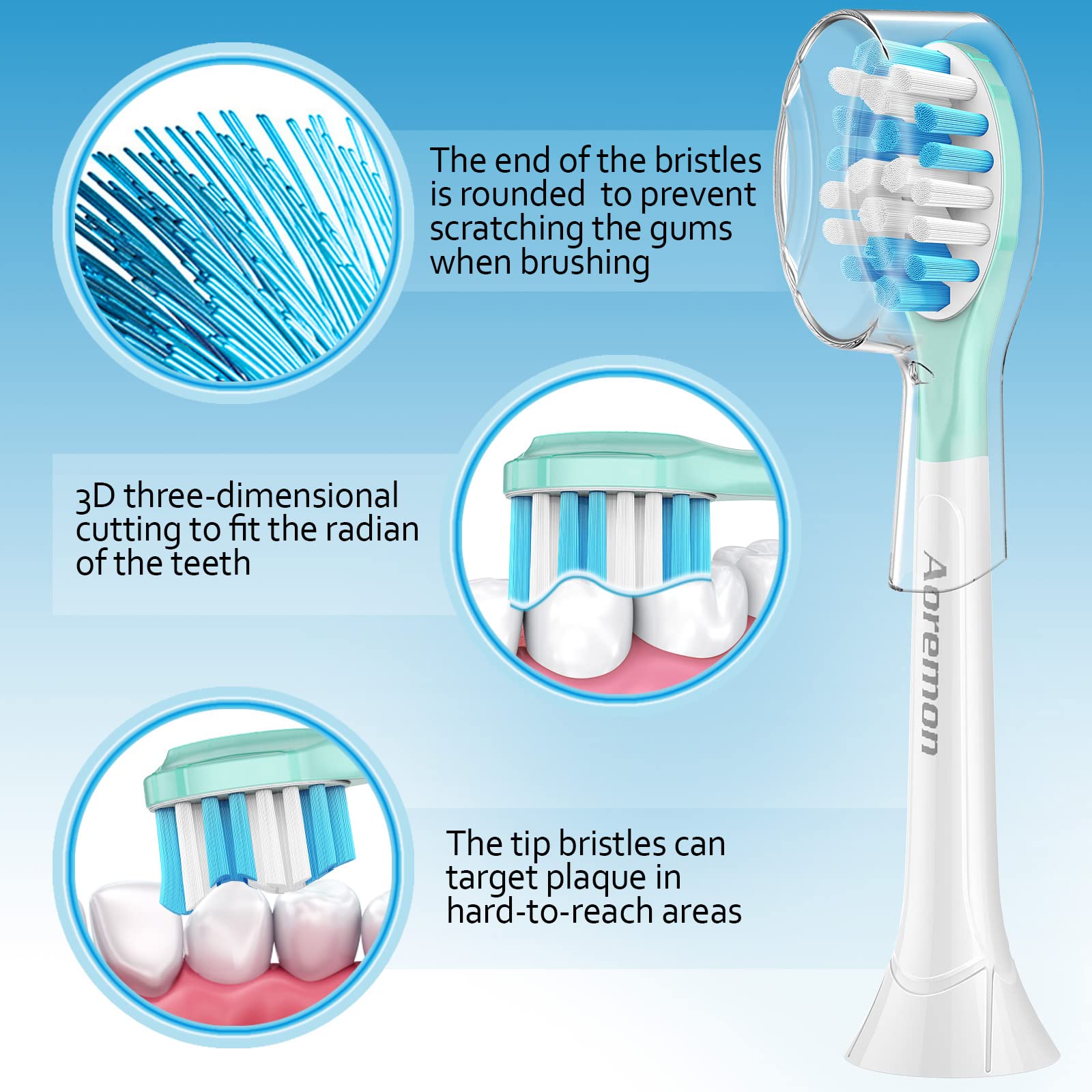 Aoremon cabezal montado en mango Sonicare, encaje Click-on preciso