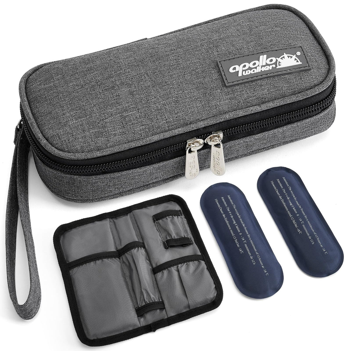 apollo walker vista frontal del estuche, diseño compacto y discreto